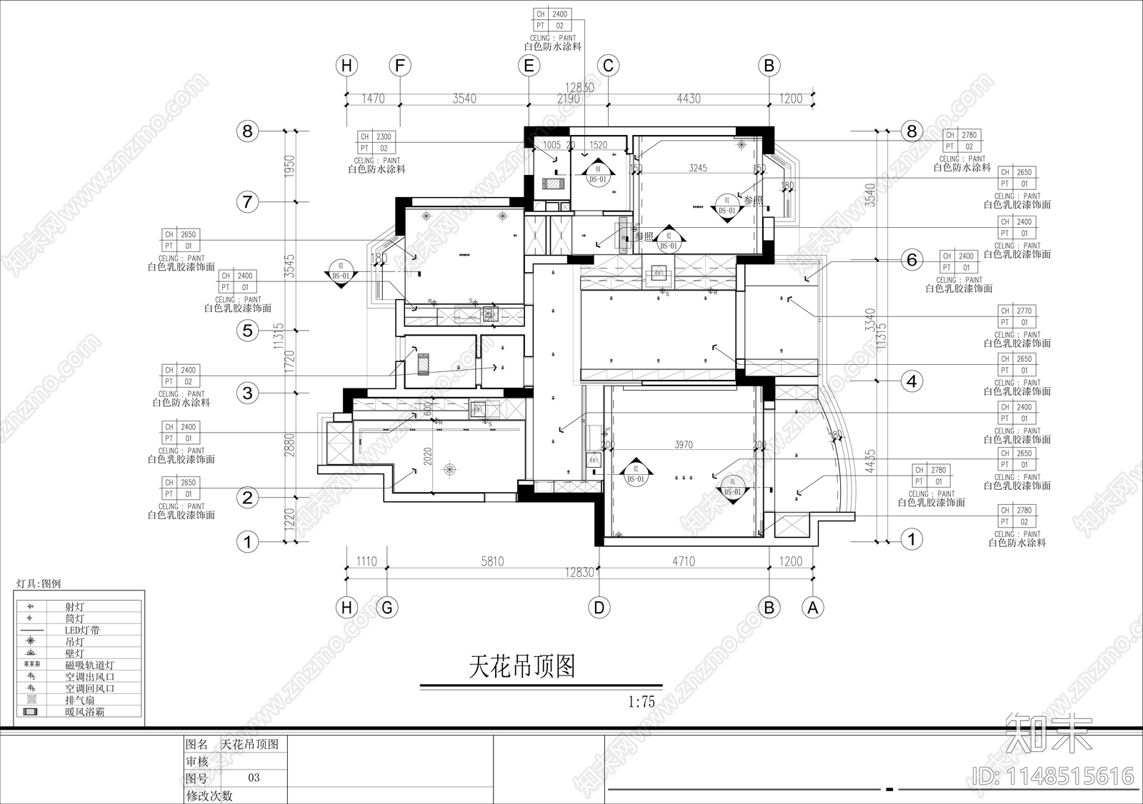 平层室内cad施工图下载【ID:1148515616】