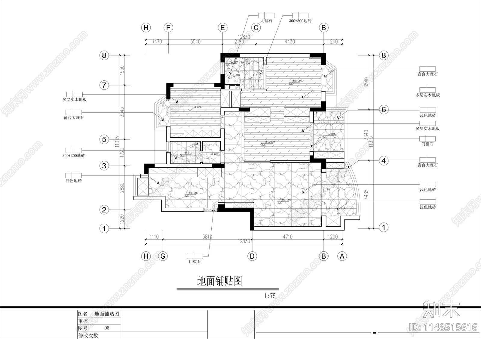 平层室内cad施工图下载【ID:1148515616】