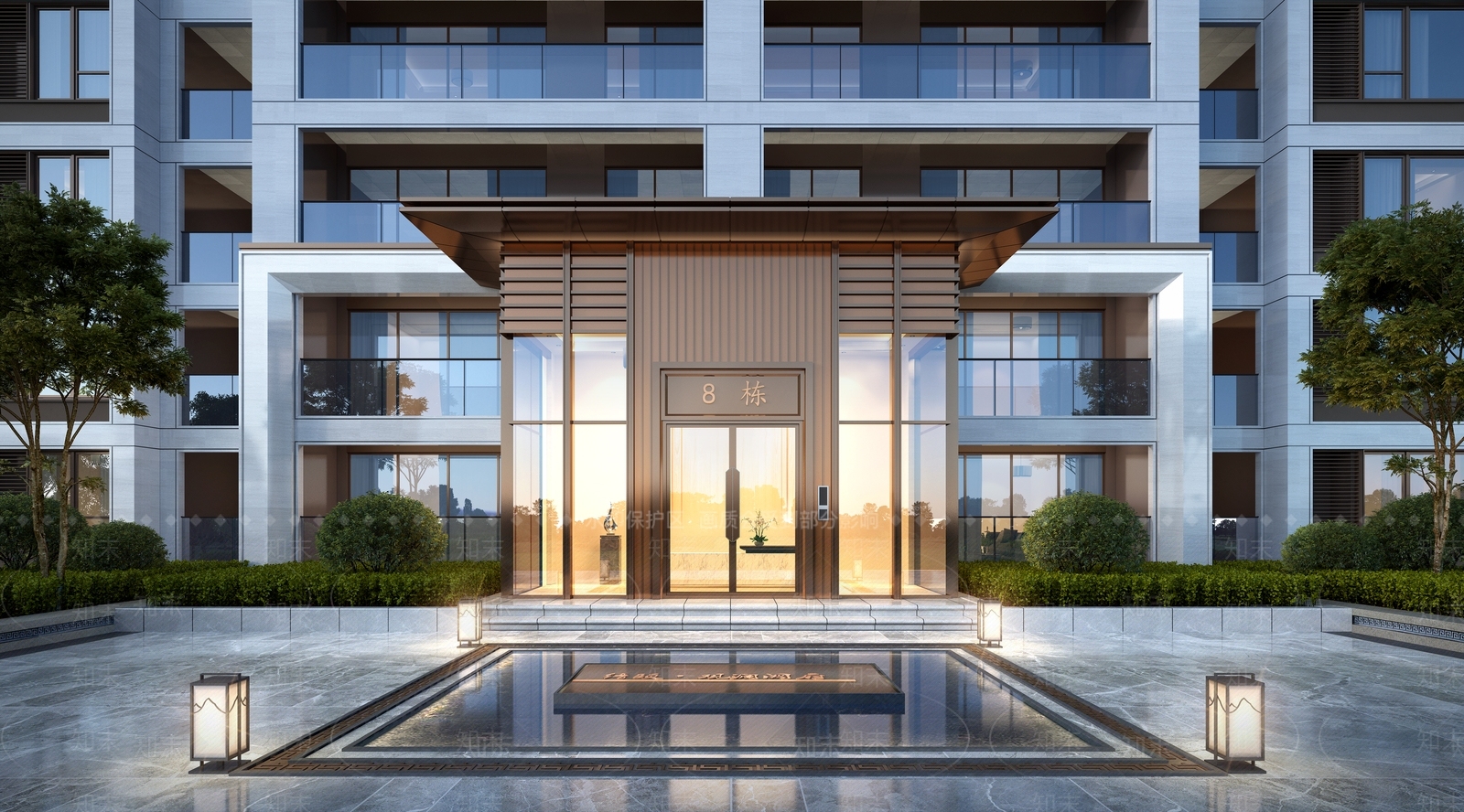 现代小区单元楼入户双开门3D模型下载【ID:1148516412】