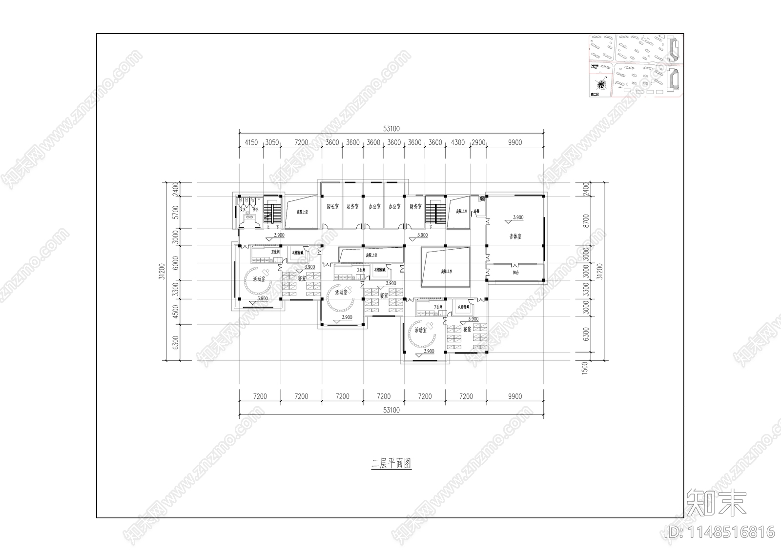 幼儿园建筑cad施工图下载【ID:1148516816】