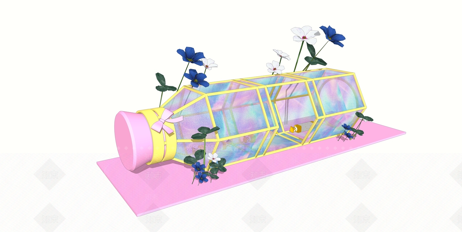 现代休闲打卡瓶子廊架SU模型下载【ID:1149011291】