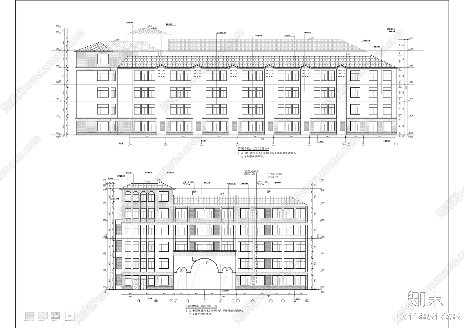 朱杨小学校建筑cad施工图下载【ID:1148517735】