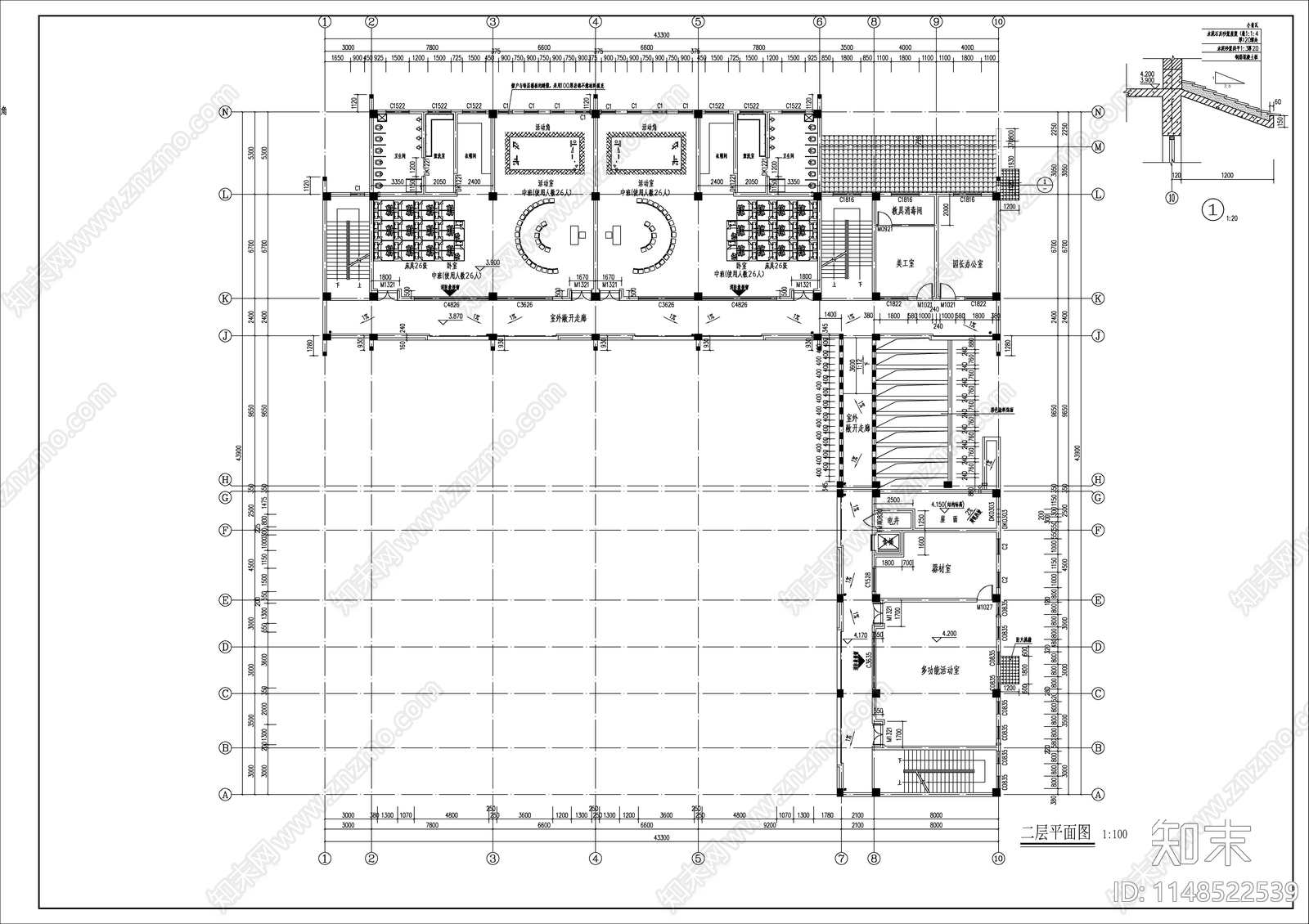 幼儿园建筑cad施工图下载【ID:1148522539】