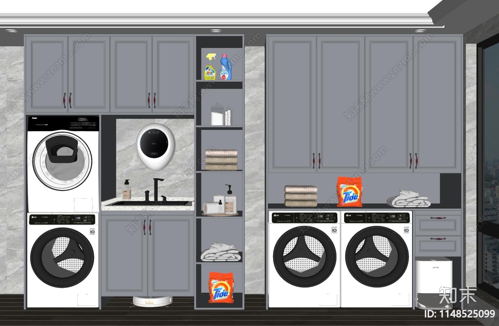 美式洗衣机柜SU模型下载【ID:1148525099】