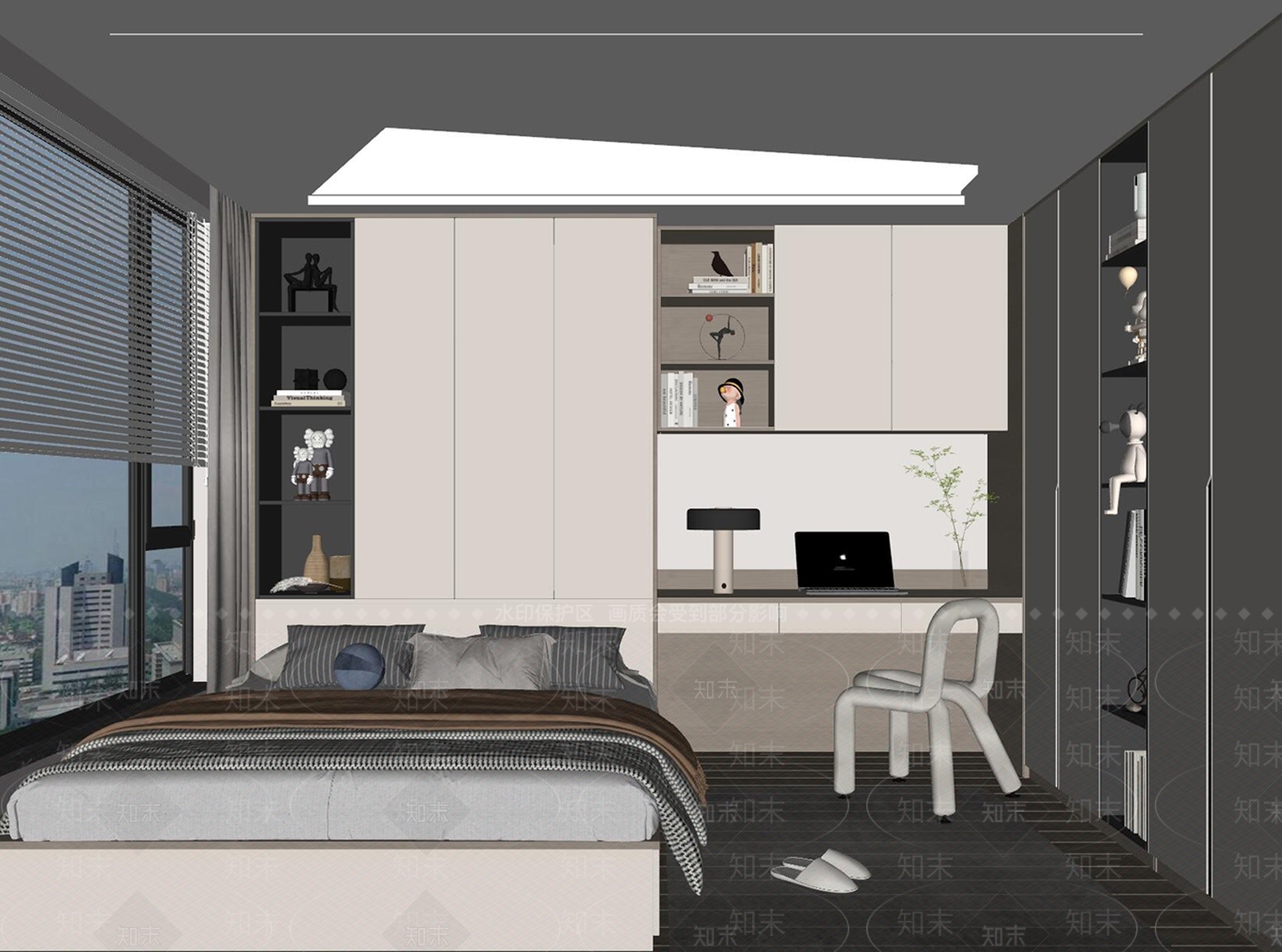 现代榻榻米卧室SU模型下载【ID:1148525769】