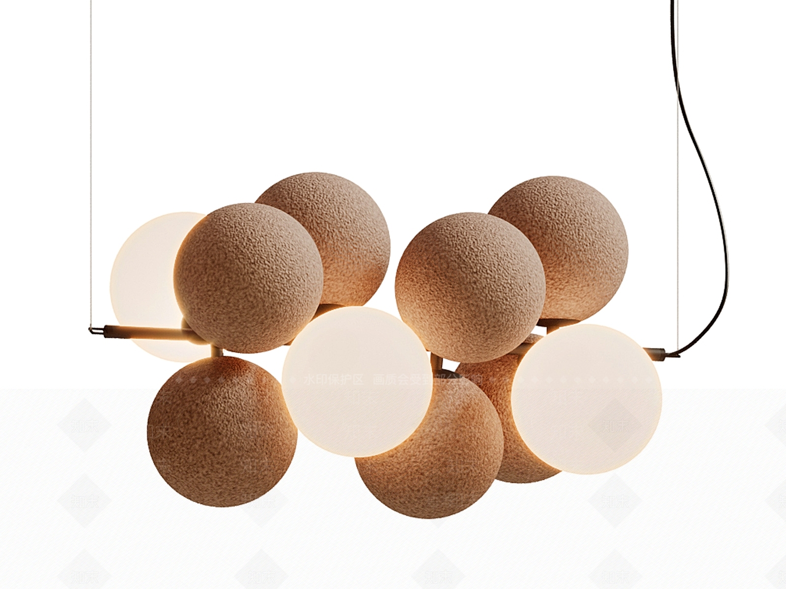 现代球形吊灯SU模型下载【ID:1148527071】
