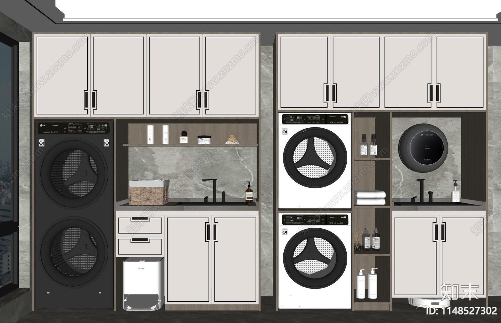 新中式洗衣机柜SU模型下载【ID:1148527302】