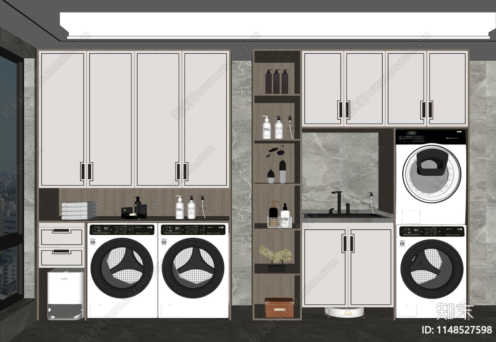 新中式洗衣机柜SU模型下载【ID:1148527598】