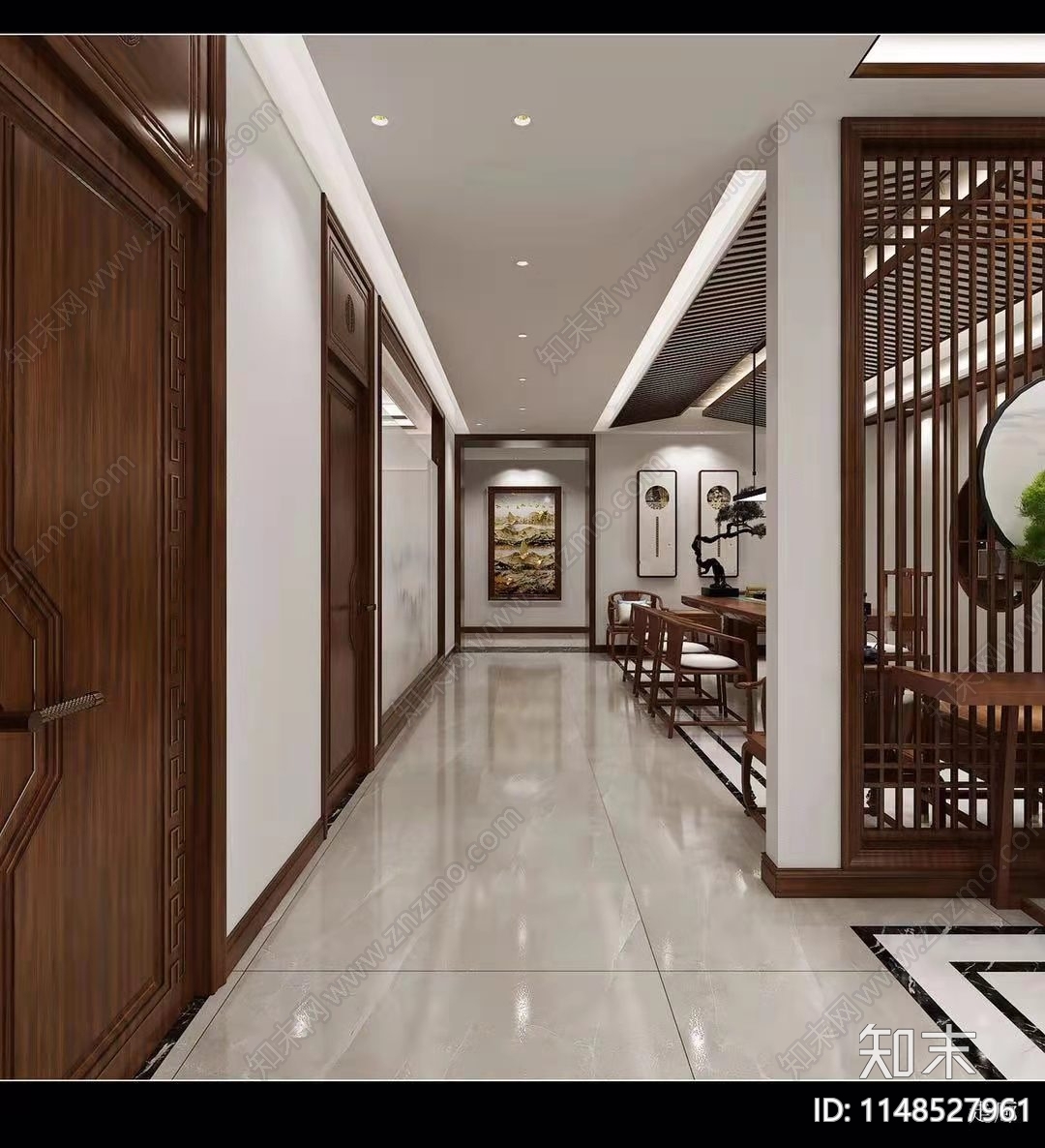郑州中式会所室内cad施工图下载【ID:1148527961】