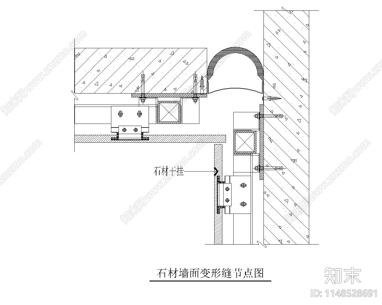 墙面变形缝的节点cad施工图下载【ID:1148528691】