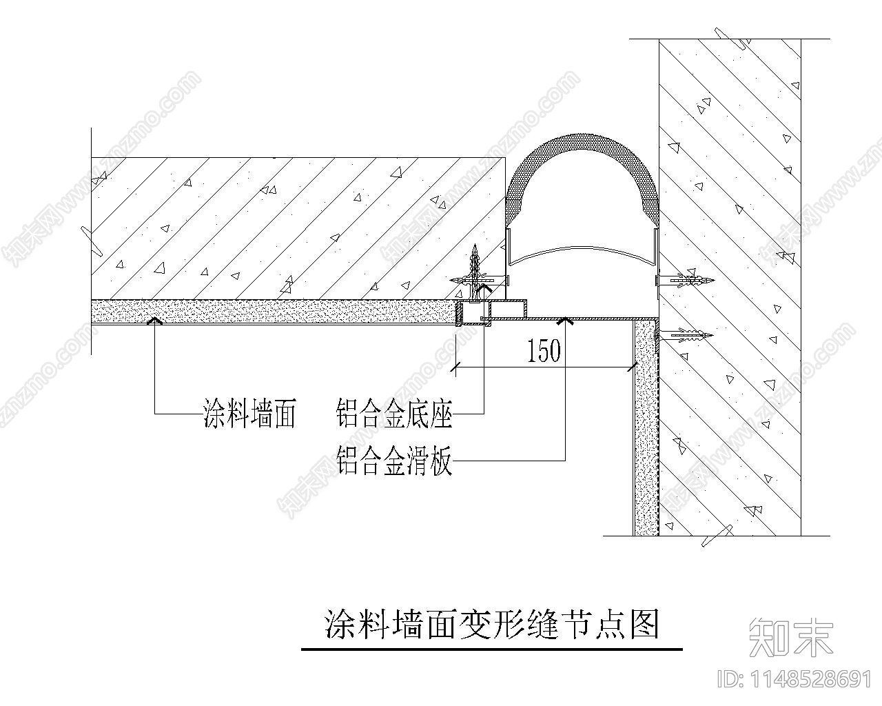 墙面变形缝的节点cad施工图下载【ID:1148528691】