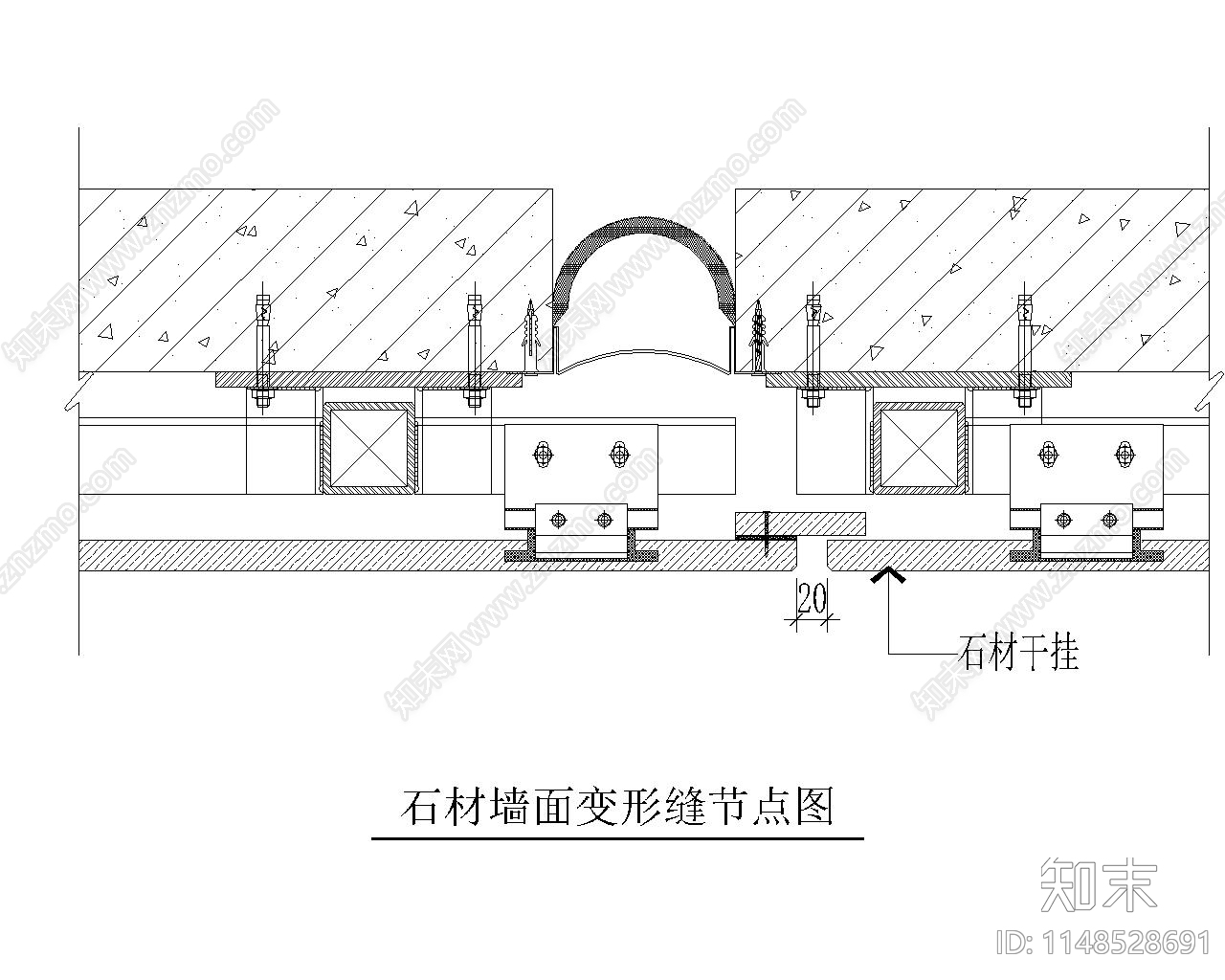 墙面变形缝的节点cad施工图下载【ID:1148528691】