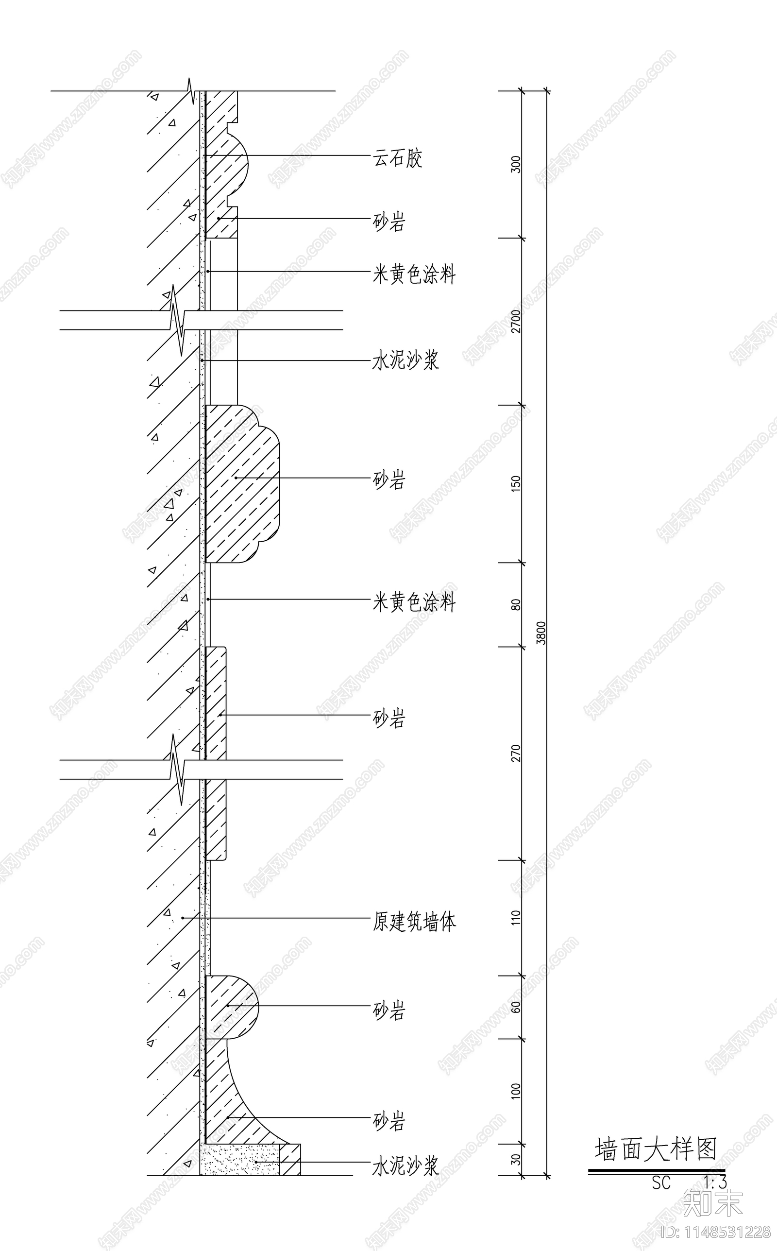 墙面节点cad施工图下载【ID:1148531228】