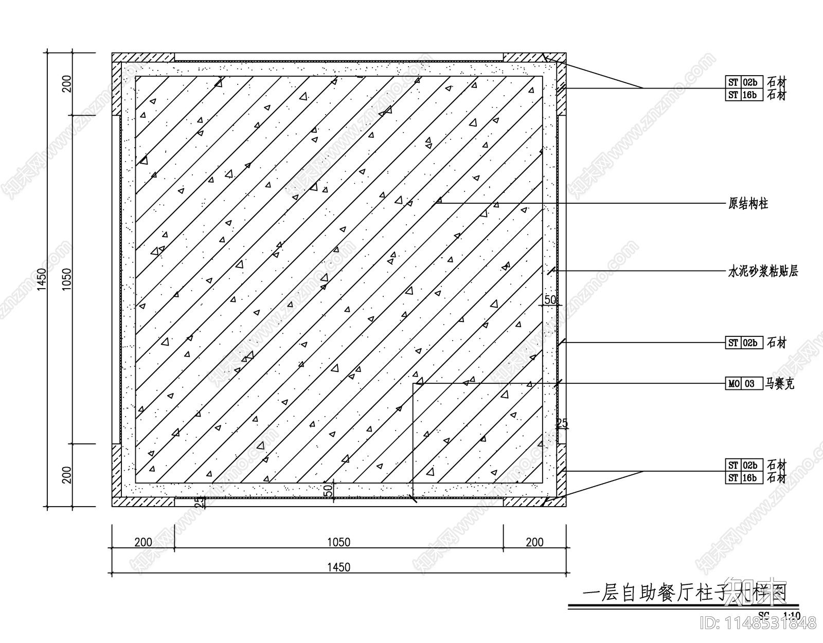 室内包柱加防火门节点cad施工图下载【ID:1148531848】