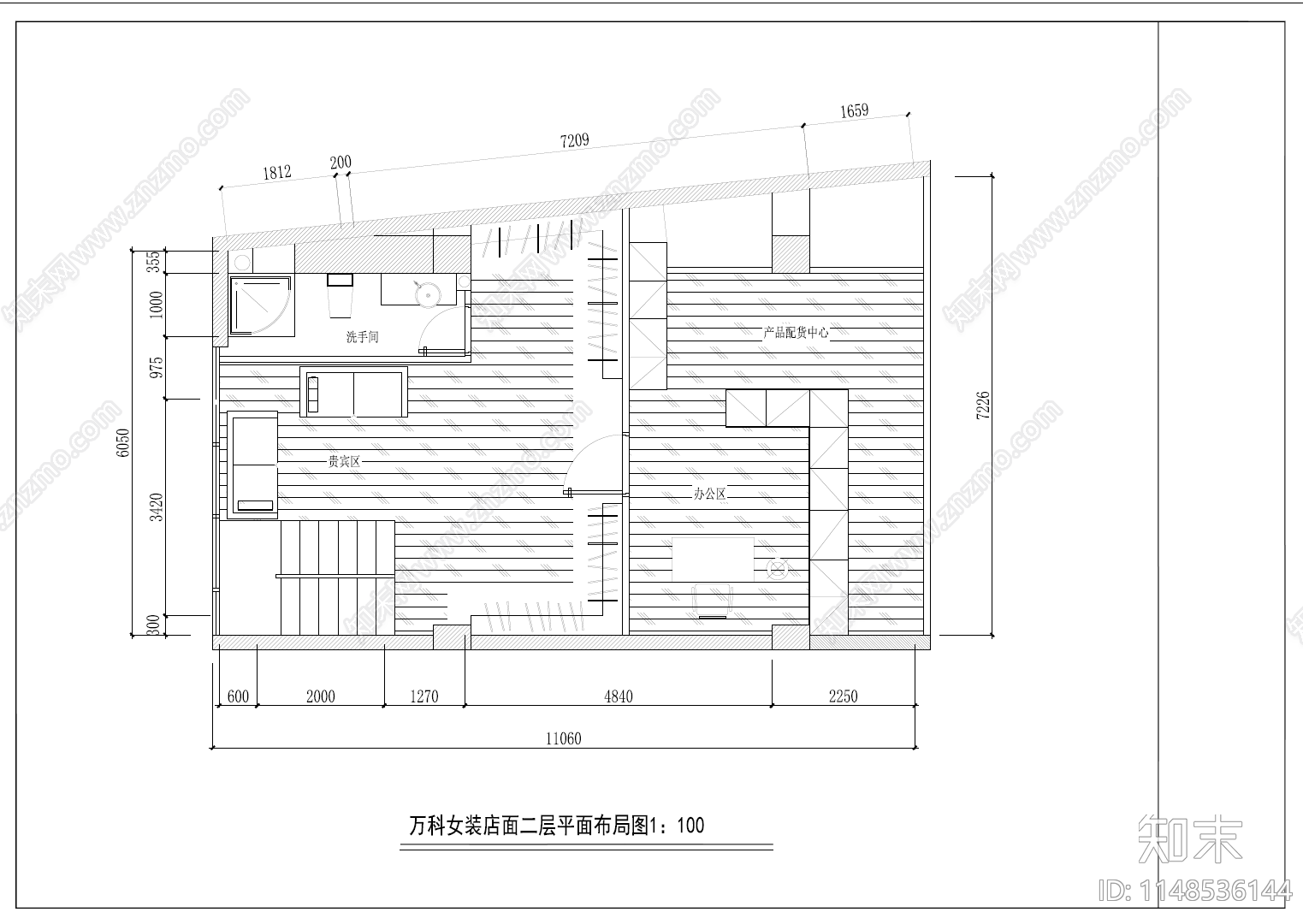 最新商业街服装店室内cad施工图下载【ID:1148536144】