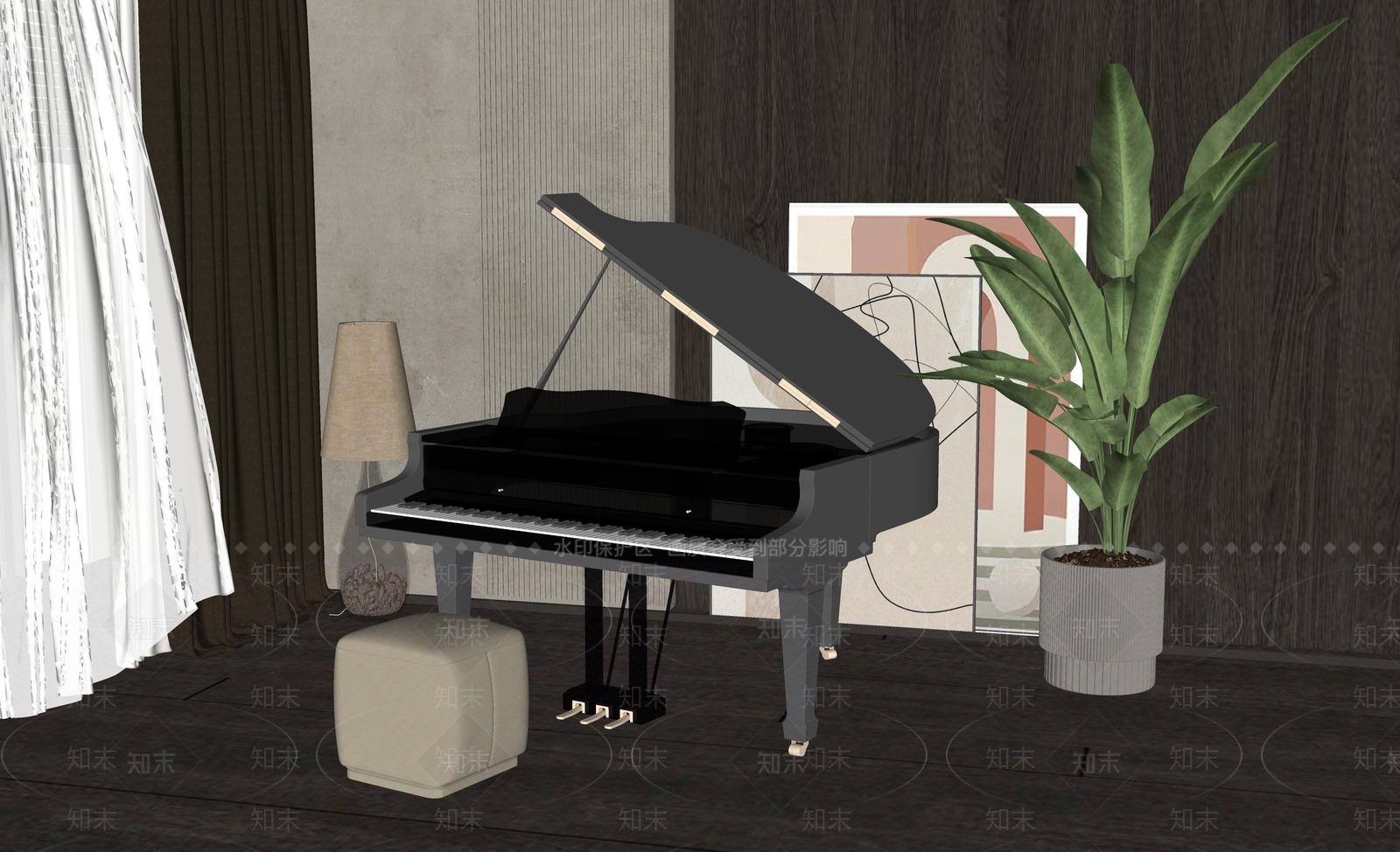 现代钢琴SU模型下载【ID:1148536240】