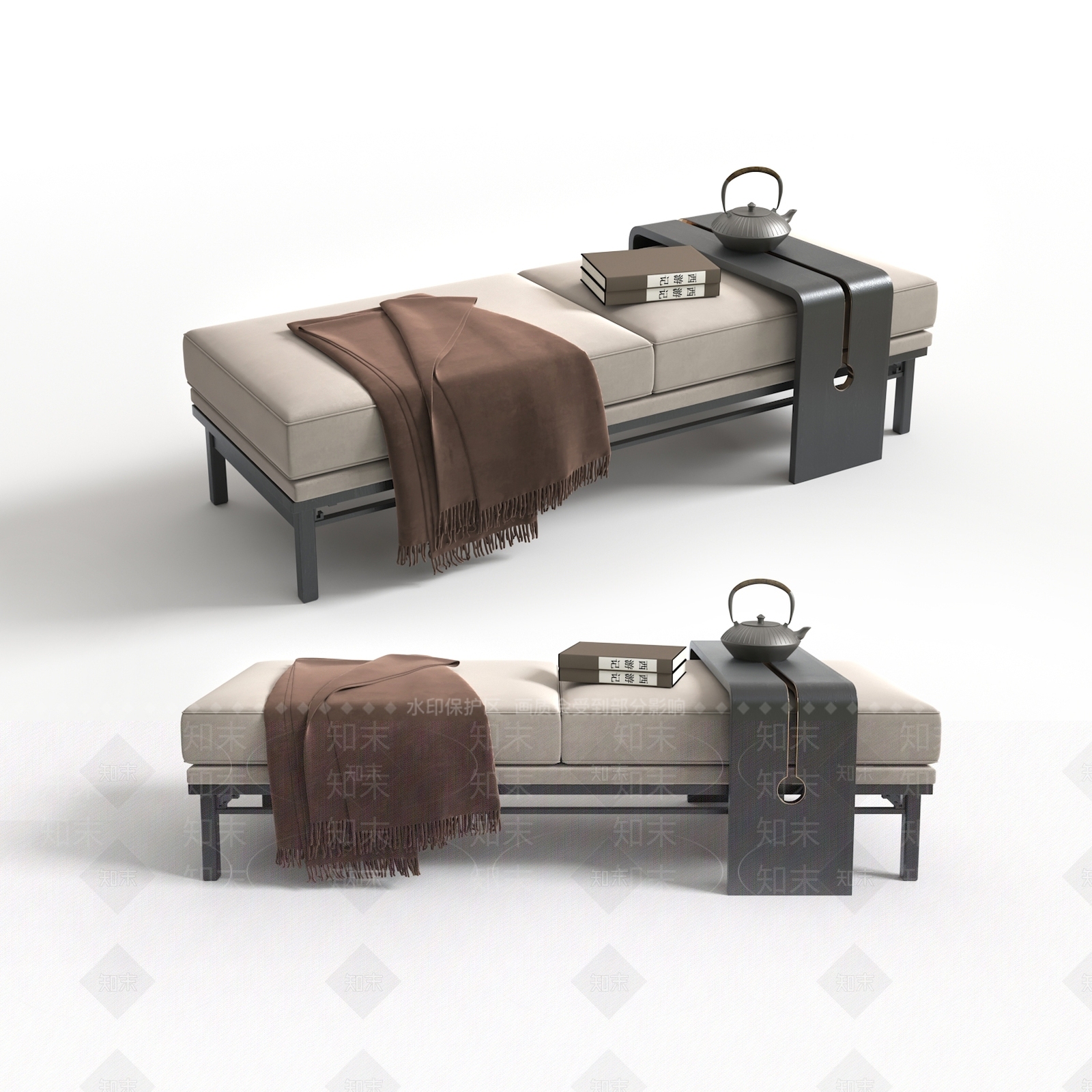 新中式床尾凳3D模型下载【ID:1148536642】