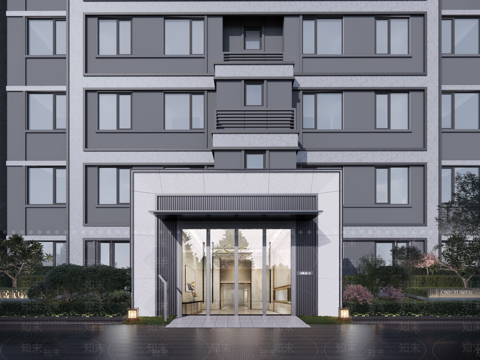 现代简约住宅入户门头SU模型下载【ID:1148538405】