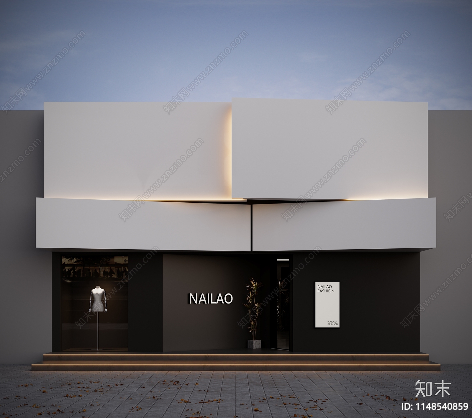 现代服装店门头3D模型下载【ID:1148540859】_知末3d模型网
