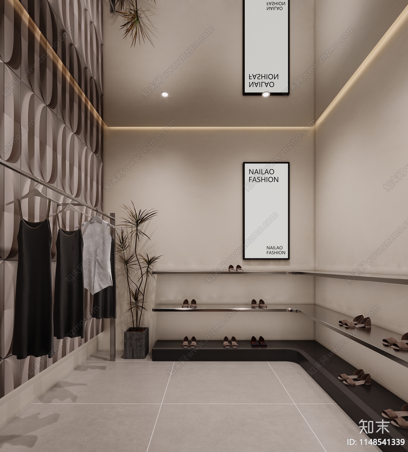 现代服装鞋店3D模型下载【ID:1148541339】