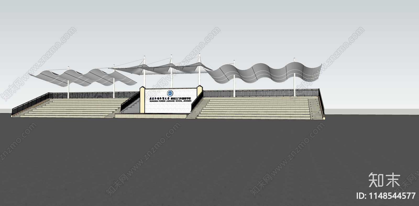 现代校园看台SU模型下载【ID:1148544577】