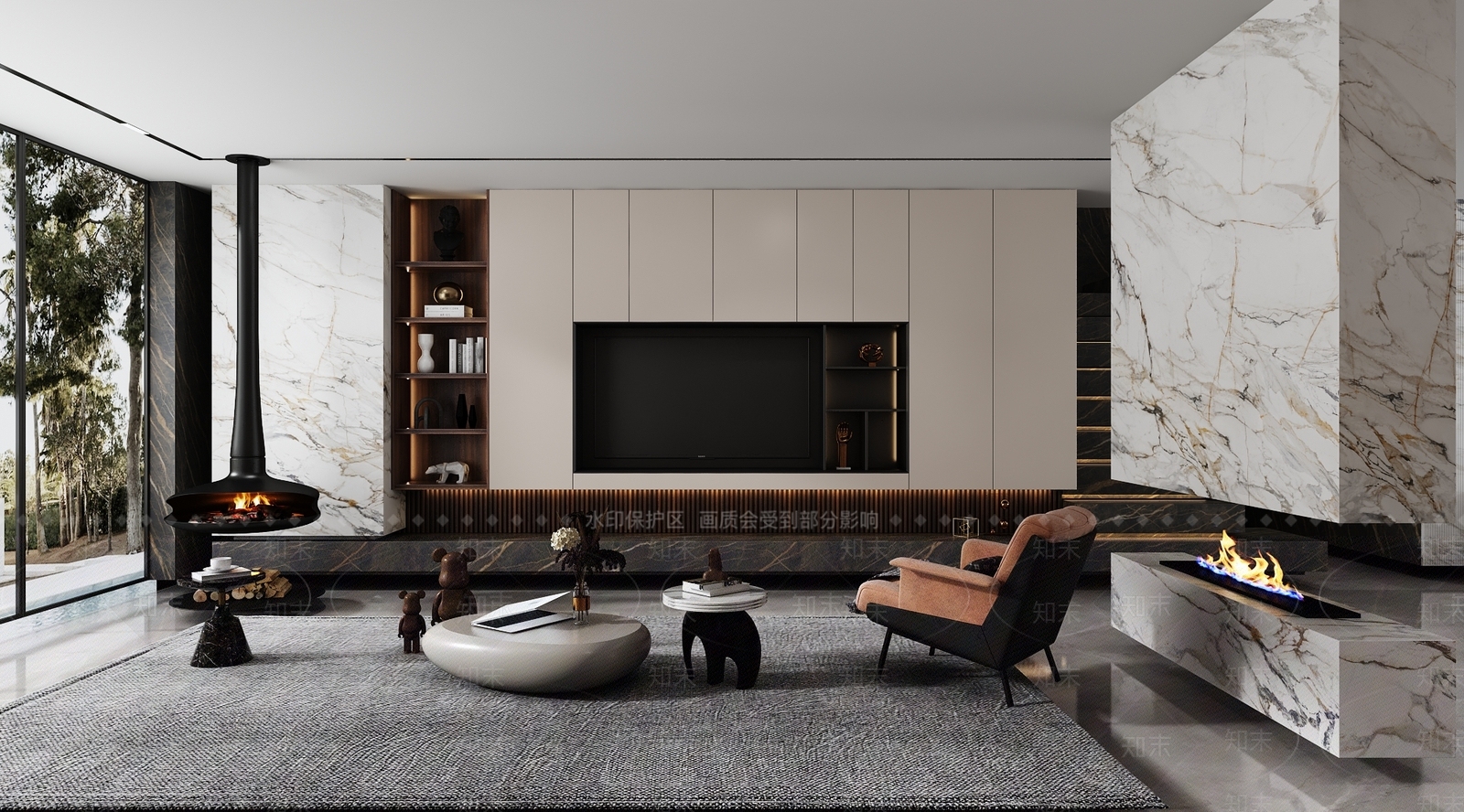 现代轻奢客厅门厅3D模型下载【ID:1148544645】