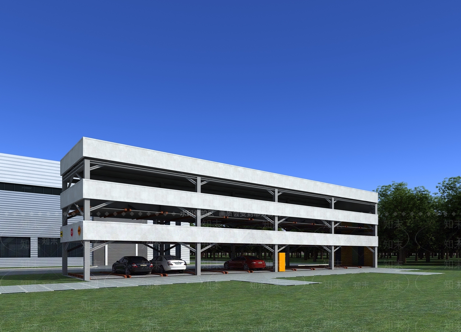 现代机械停车楼3D模型下载【ID:1148545070】