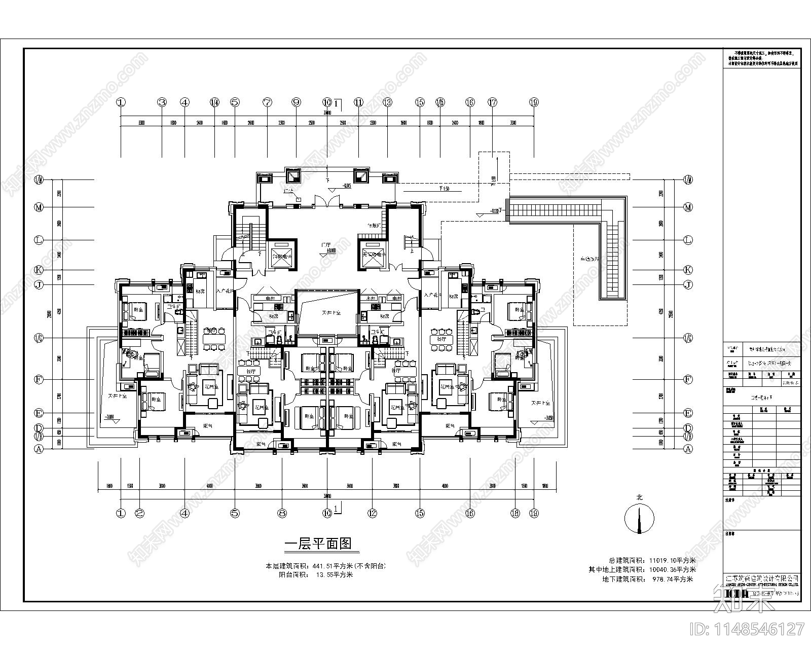 常州外滩壹号高层住宅建筑cad施工图下载【ID:1148546127】