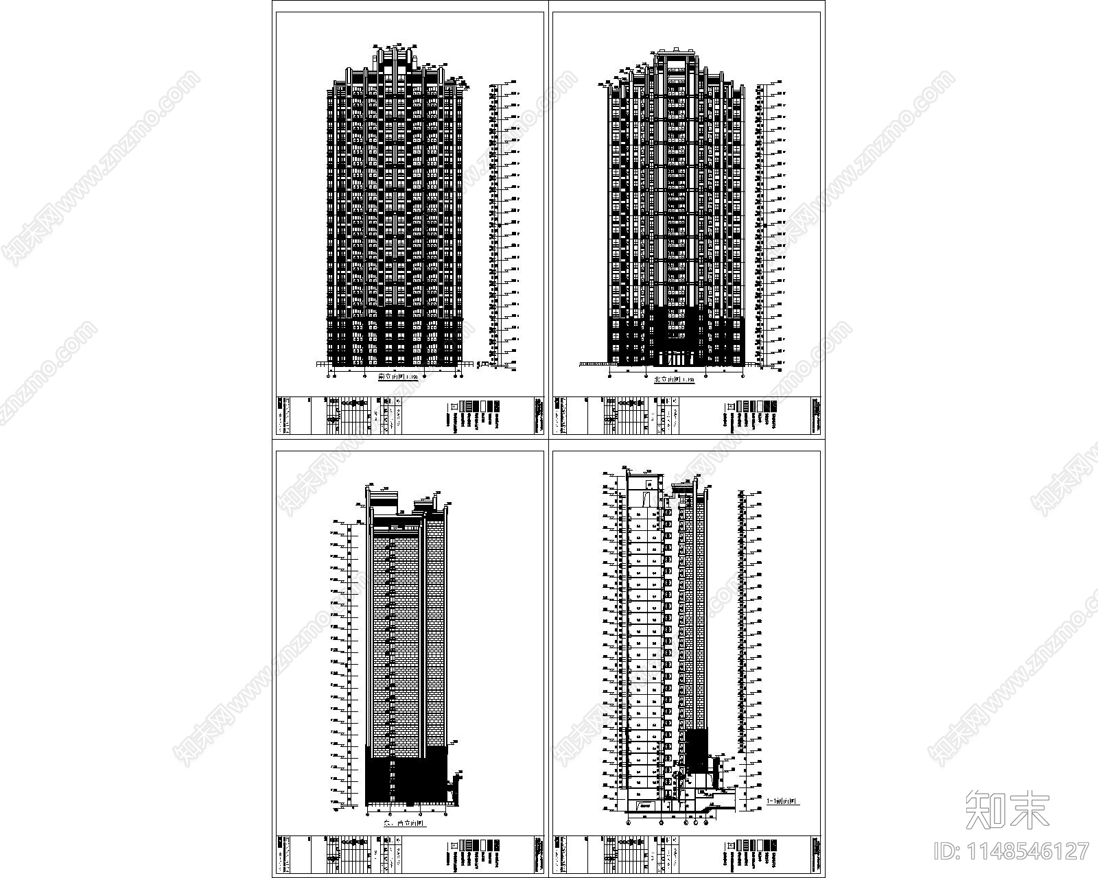 常州外滩壹号高层住宅建筑cad施工图下载【ID:1148546127】