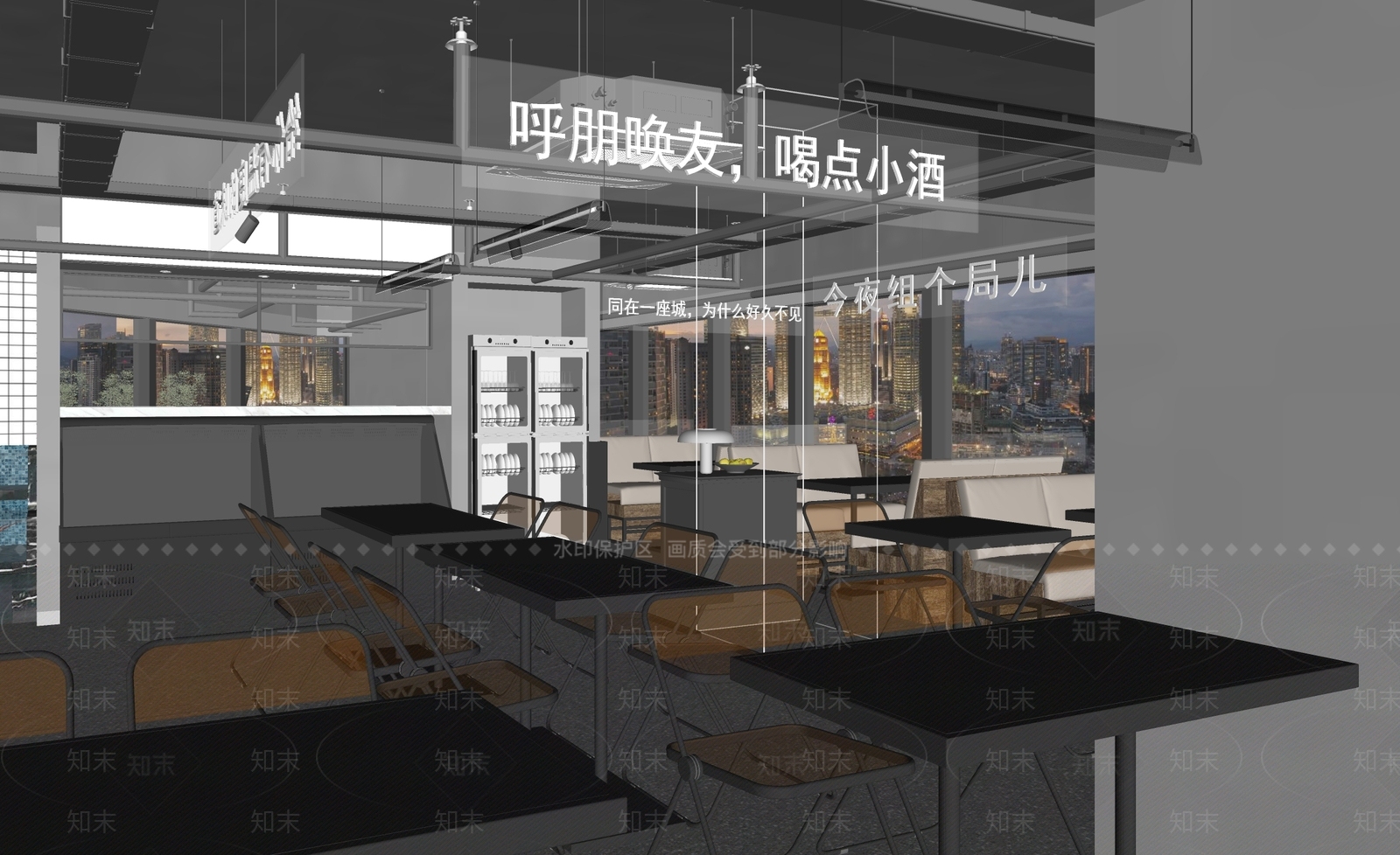 现代海鲜自助餐厅SU模型下载【ID:1148546585】