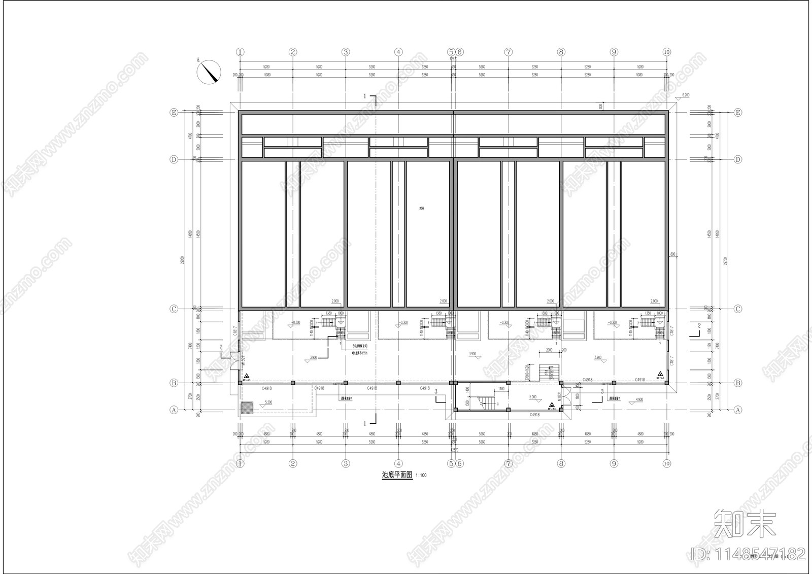 水厂建筑cad施工图下载【ID:1148547182】