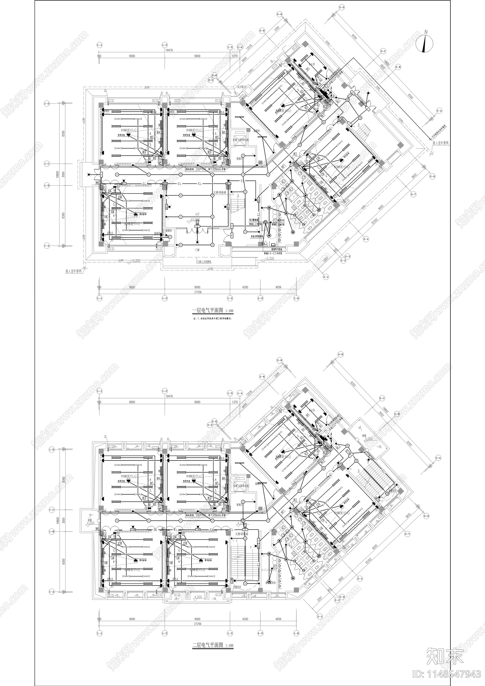 学前教育实践建筑cad施工图下载【ID:1148547943】