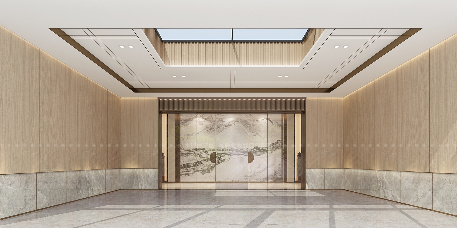 新中式酒店会所大厅大堂3D模型下载【ID:1148548259】