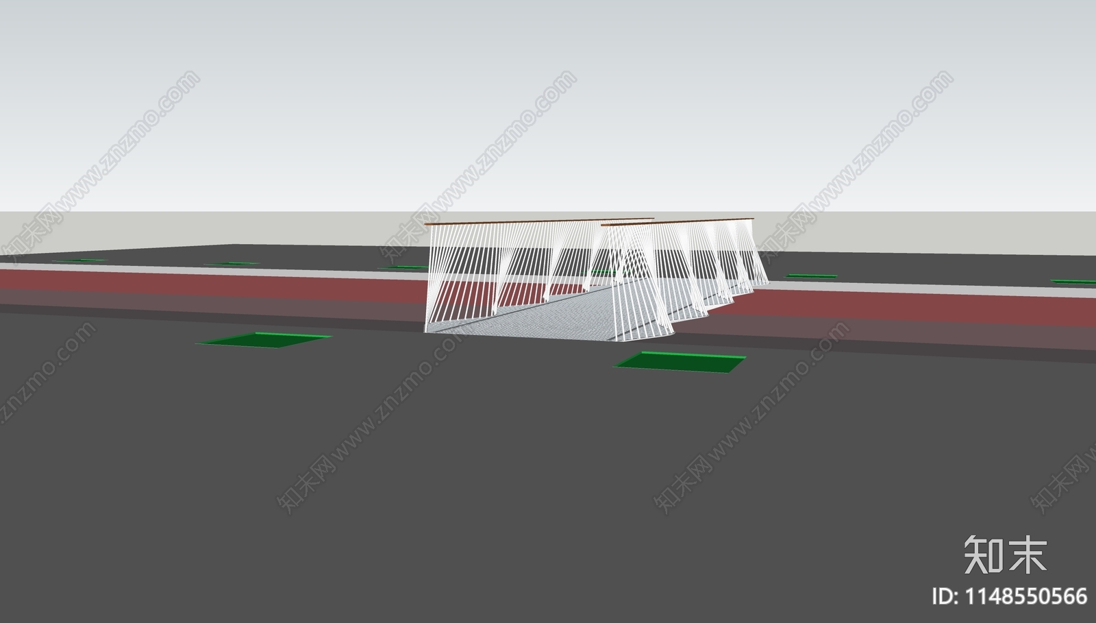 现代金属景观桥SU模型下载【ID:1148550566】
