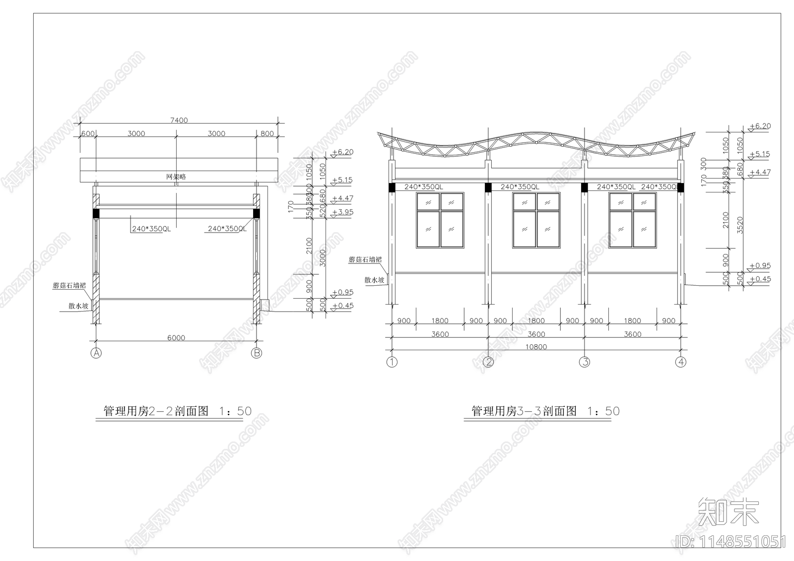 管理用房建筑cad施工图下载【ID:1148551051】