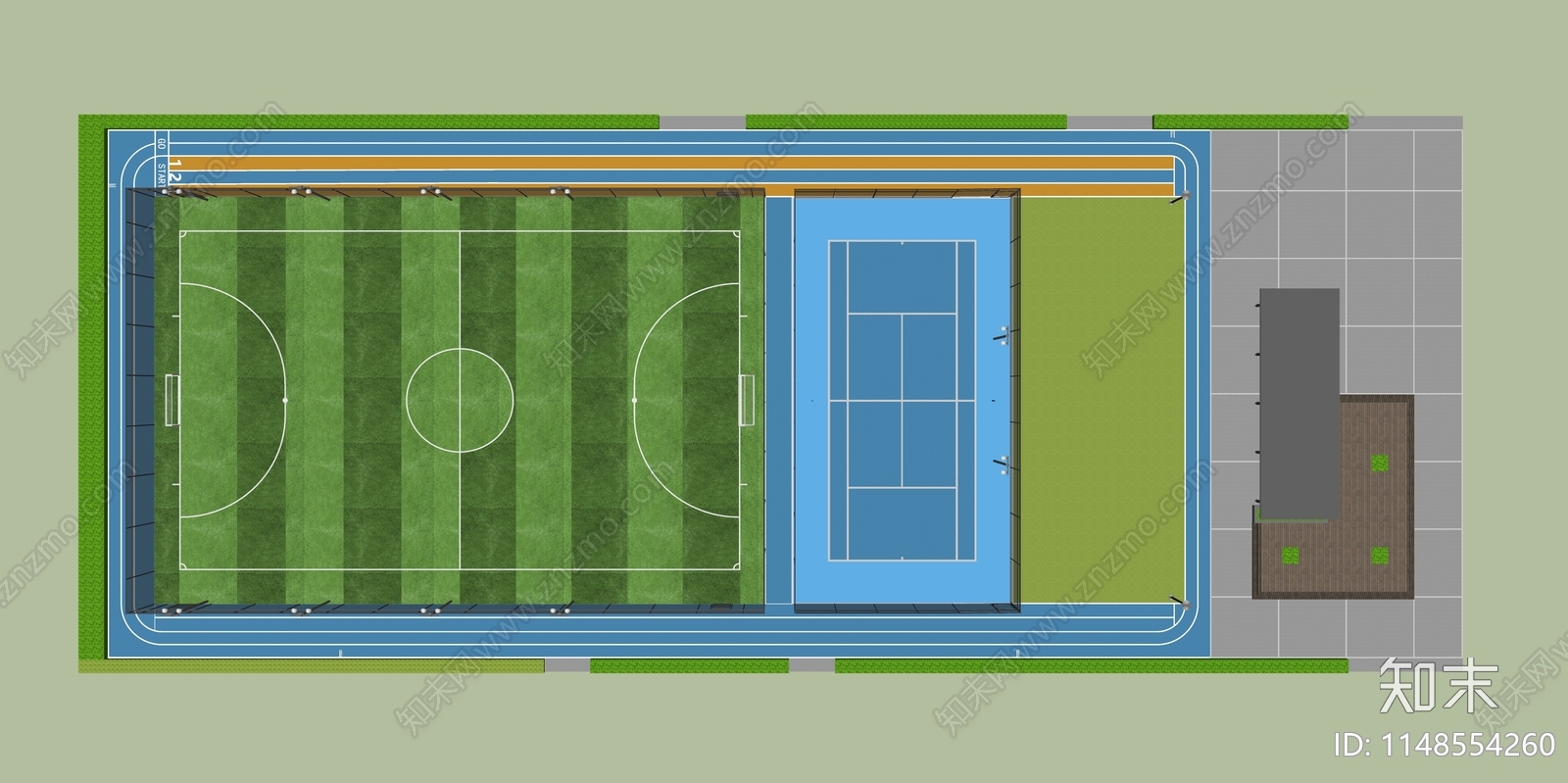 现代足球场SU模型下载【ID:1148554260】