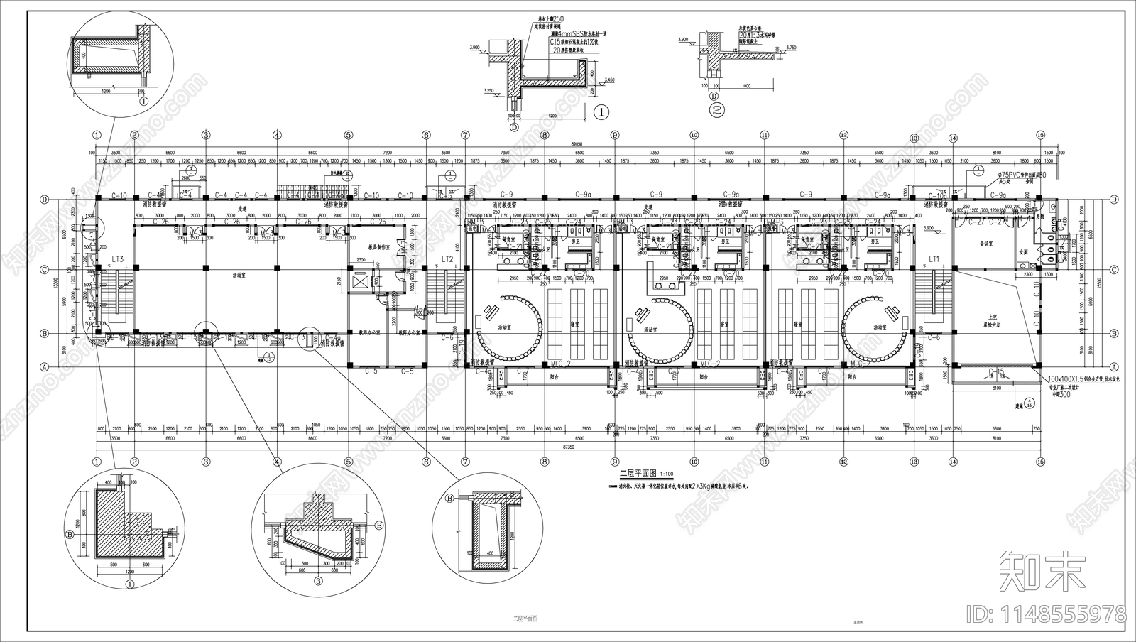 幼儿园建筑cad施工图下载【ID:1148555978】