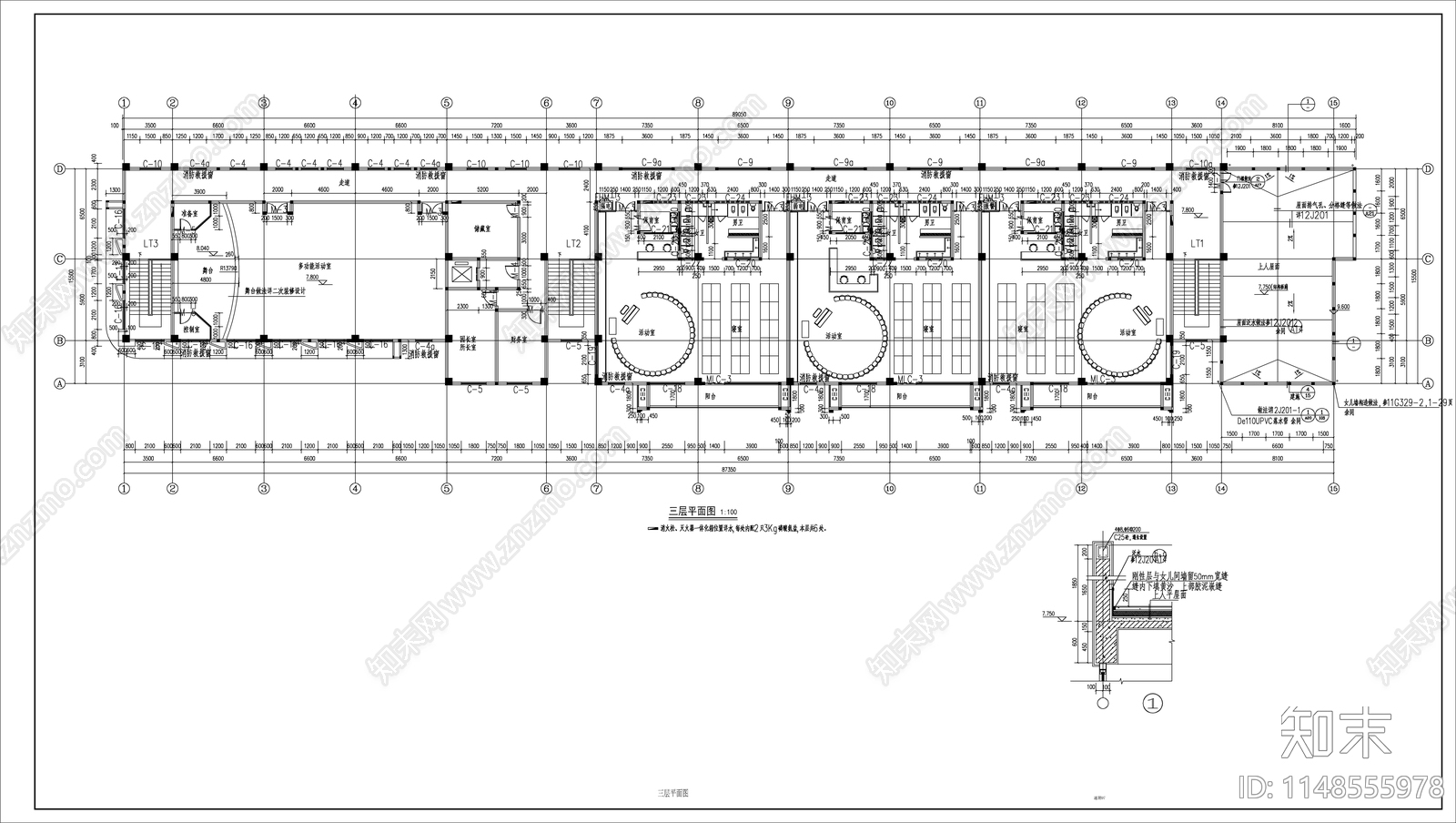 幼儿园建筑cad施工图下载【ID:1148555978】