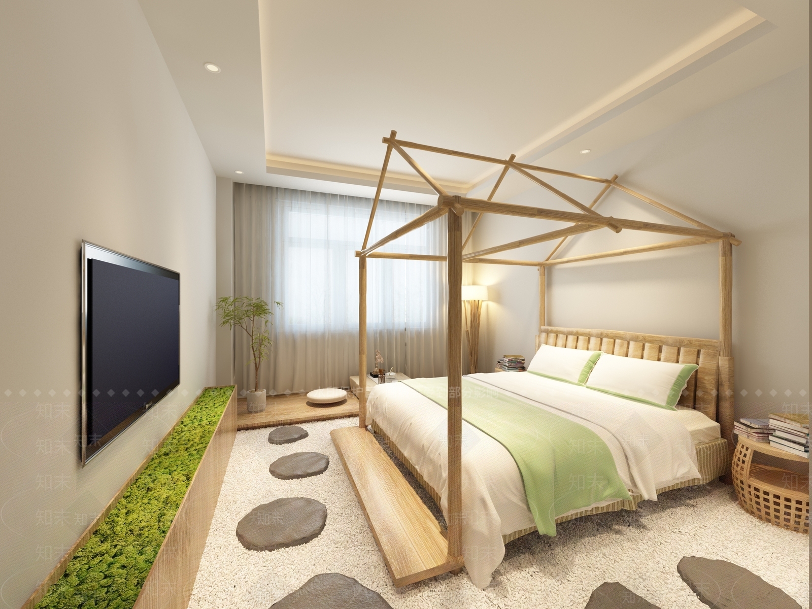 现代森林主题酒店客房3D模型下载【ID:1148558781】