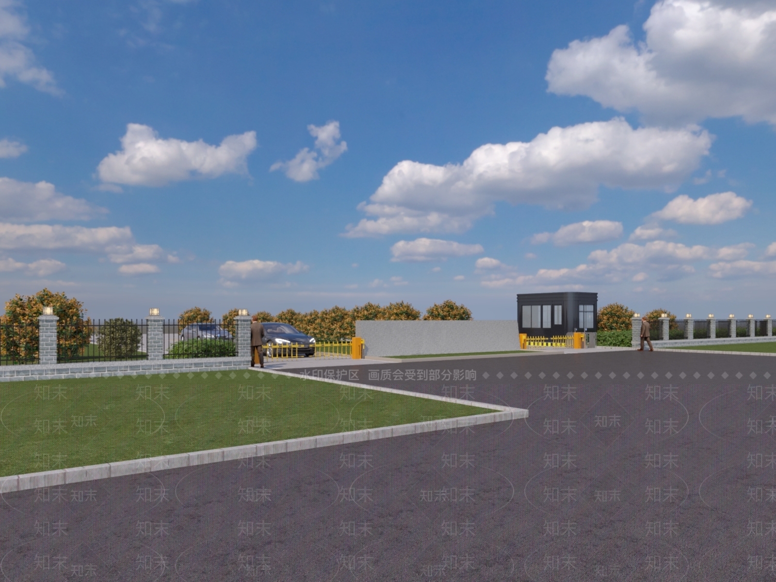 现代厂区入口大门3D模型下载【ID:1148561416】