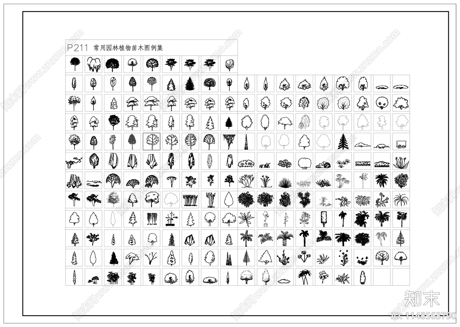 常用园林植物苗木图例集施工图下载【ID:1148563790】