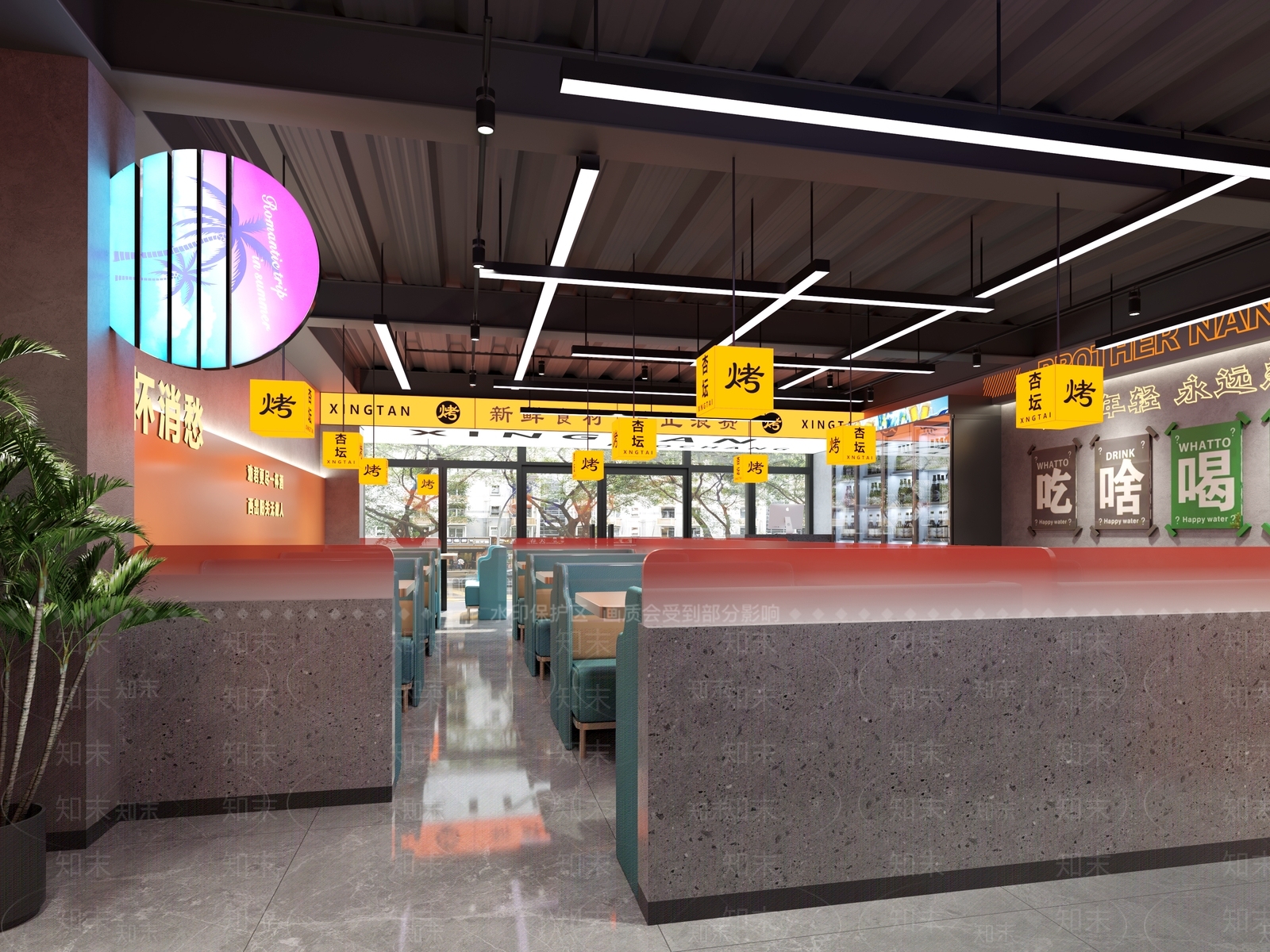 现代国潮风烧烤店3D模型下载【ID:1148566933】