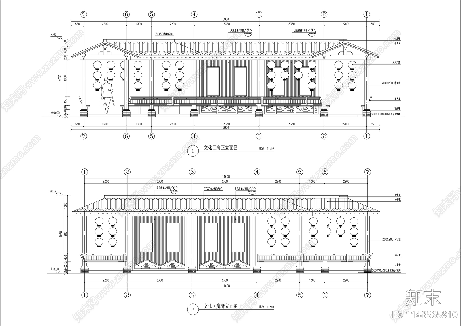 异形文化回廊详图cad施工图下载【ID:1148565910】