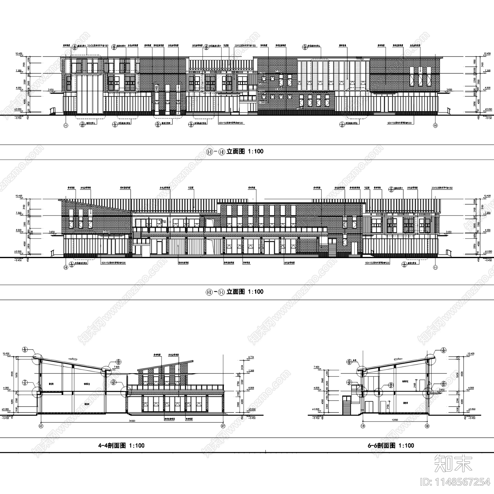 现代新中式茶馆茶楼茶室茶社茶房建筑cad施工图下载【ID:1148567254】