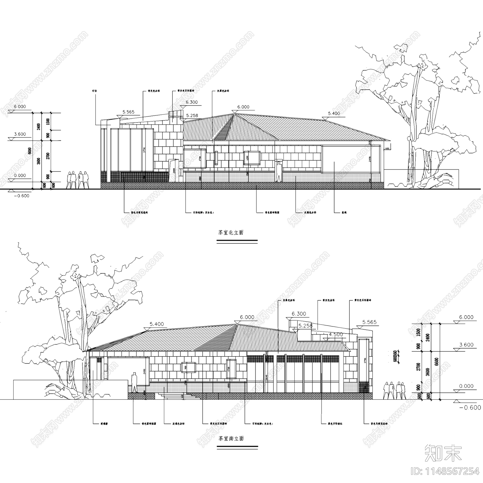 现代新中式茶馆茶楼茶室茶社茶房建筑cad施工图下载【ID:1148567254】