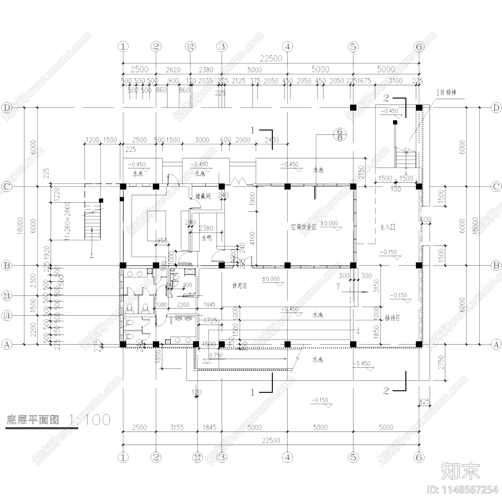 现代新中式茶馆茶楼茶室茶社茶房建筑cad施工图下载【ID:1148567254】