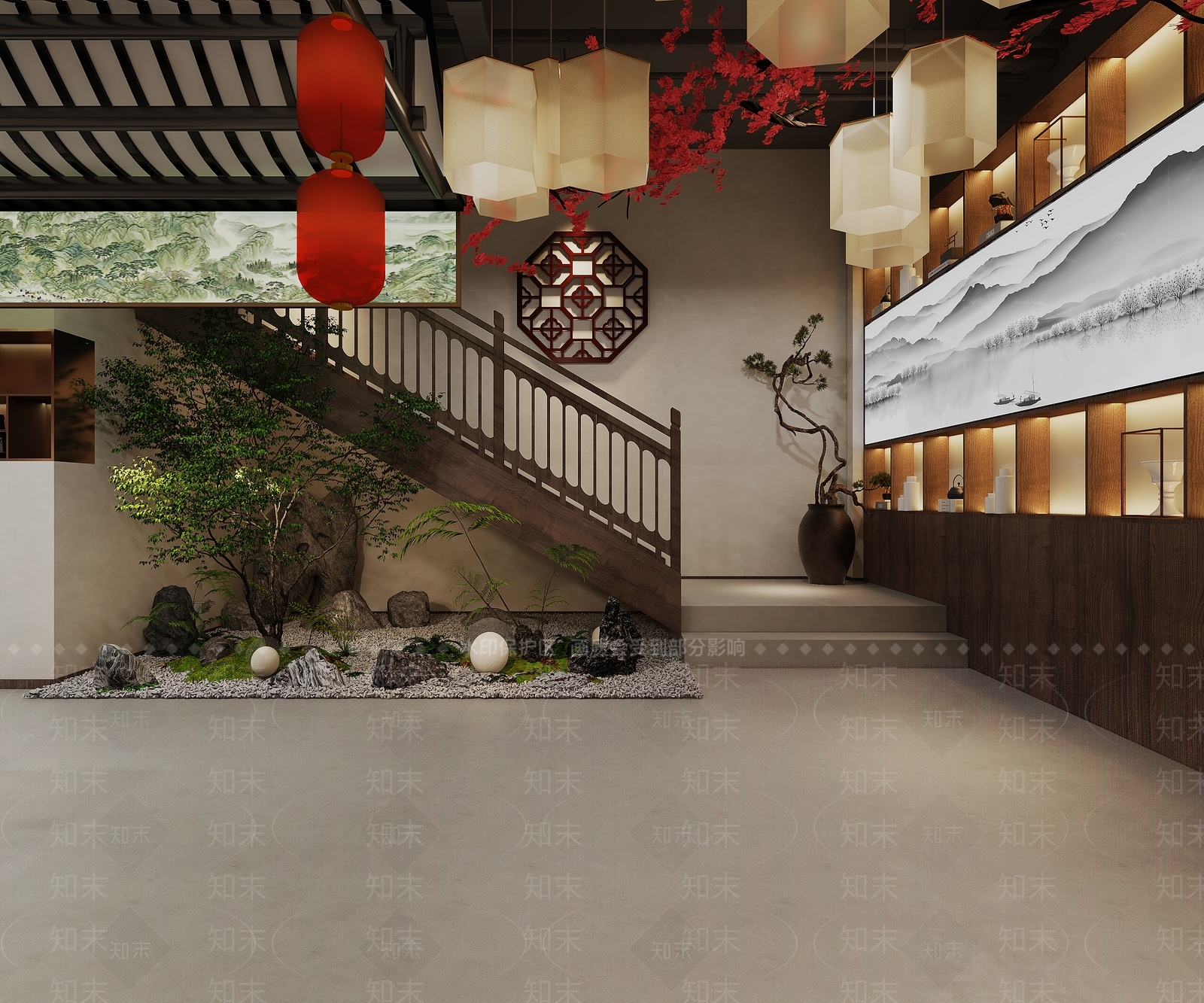 新中式中餐厅3D模型下载【ID:1148567612】