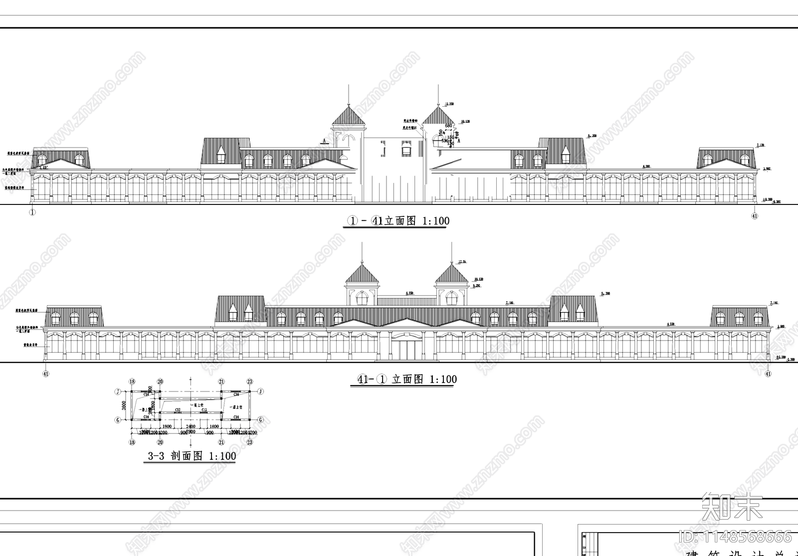 欧式茶馆休闲会所建筑cad施工图下载【ID:1148568666】