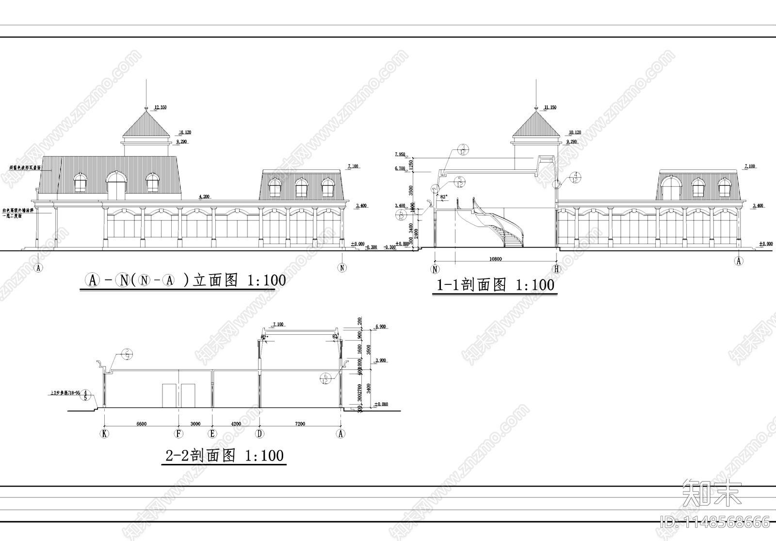 欧式茶馆休闲会所建筑cad施工图下载【ID:1148568666】