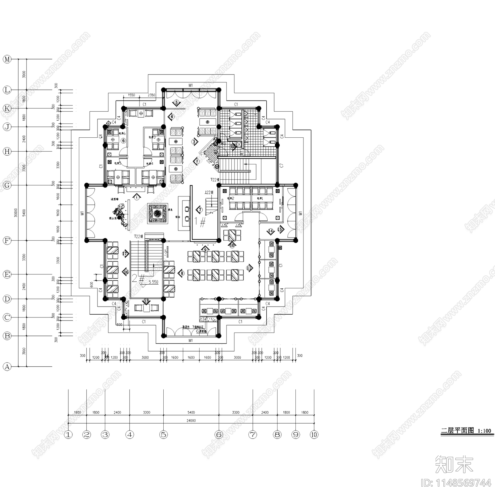 茶楼茶室茶社茶餐厅茶馆室内工装cad施工图下载【ID:1148569744】